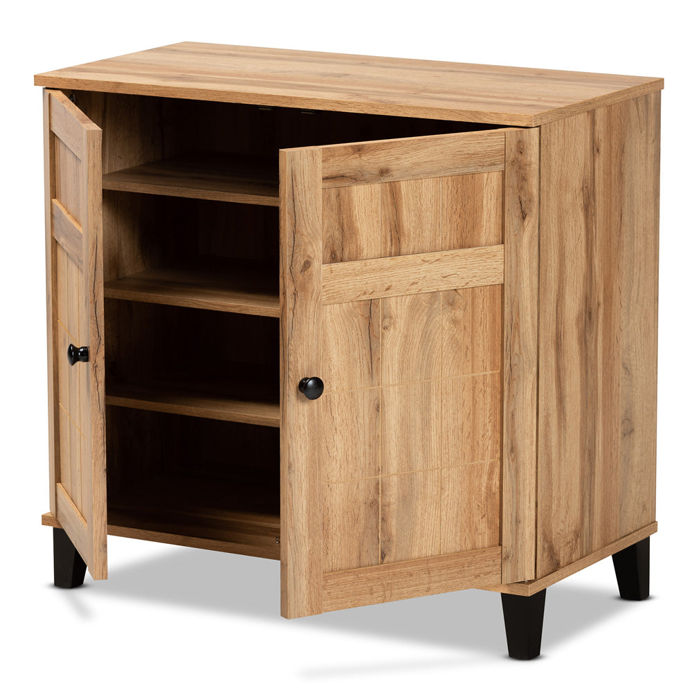 Baxton Studio - Glidden Shoe Cabinet in Oak Brown/Black - FP-1201-Wotan Oak view 2