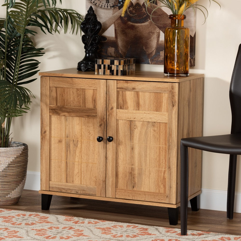 Baxton Studio - Glidden Shoe Cabinet in Oak Brown/Black - FP-1201-Wotan Oak view 8