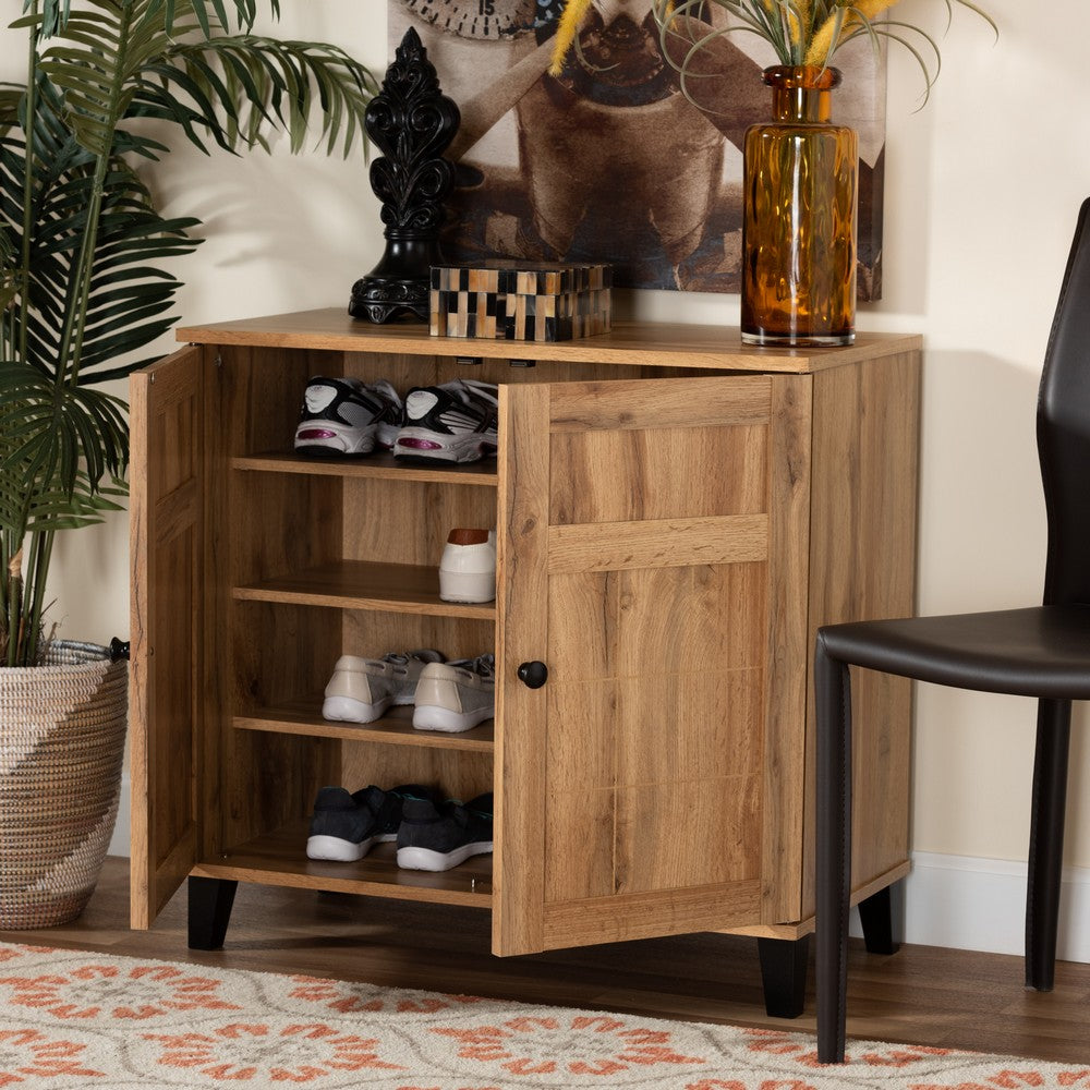 Baxton Studio - Glidden Shoe Cabinet in Oak Brown/Black - FP-1201-Wotan Oak view 9