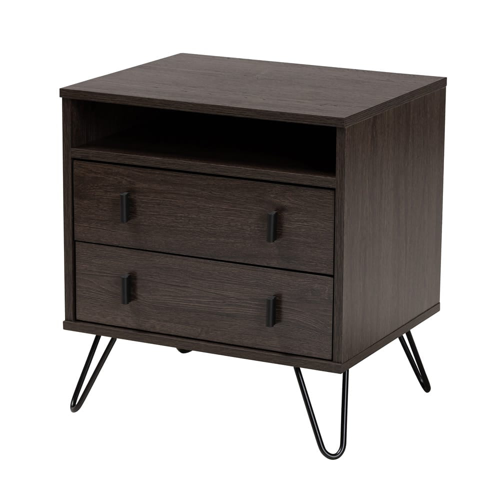 Baxton Studio - Glover Nightstand in Dark Brown/Black - NS8016-Dark Brown-NS view 1
