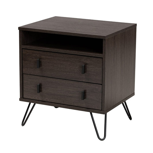 Baxton Studio - Glover Nightstand in Dark Brown/Black - NS8016-Dark Brown-NS view 1