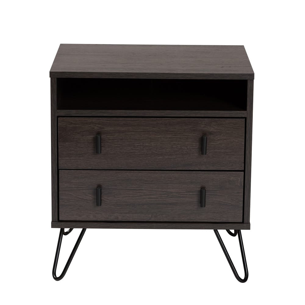 Baxton Studio - Glover Nightstand in Dark Brown/Black - NS8016-Dark Brown-NS view 3