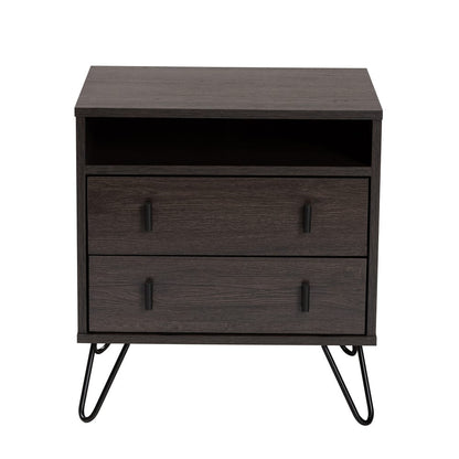 Baxton Studio - Glover Nightstand in Dark Brown/Black - NS8016-Dark Brown-NS view 3