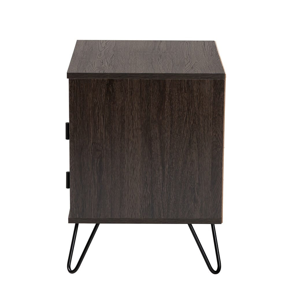 Baxton Studio - Glover Nightstand in Dark Brown/Black - NS8016-Dark Brown-NS view 4