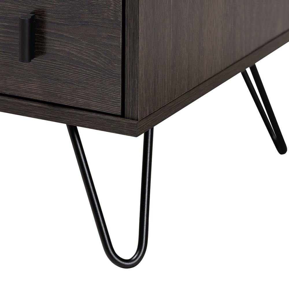 Baxton Studio - Glover Nightstand in Dark Brown/Black - NS8016-Dark Brown-NS view 6