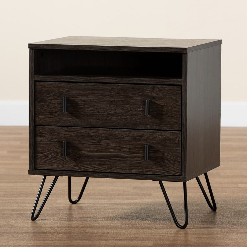 Baxton Studio - Glover Nightstand in Dark Brown/Black - NS8016-Dark Brown-NS view 9