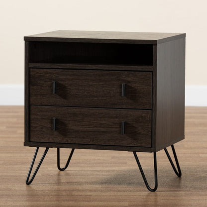 Baxton Studio - Glover Nightstand in Dark Brown/Black - NS8016-Dark Brown-NS view 9