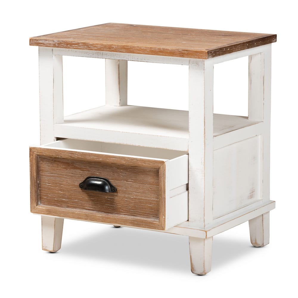 Baxton Studio - Glynn End Table in White/Oak Brown - JY19Y1063-White/Oak-ET view 2