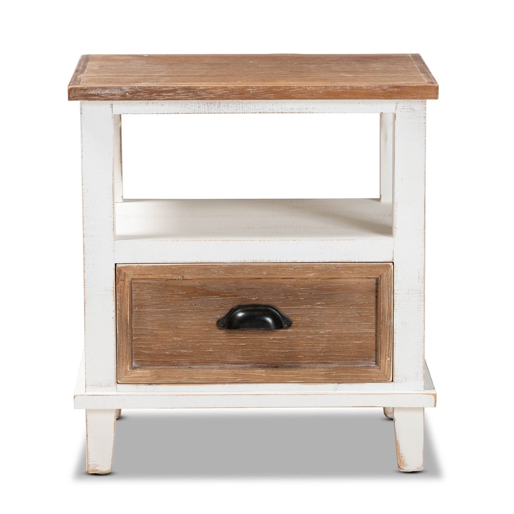 Baxton Studio - Glynn End Table in White/Oak Brown - JY19Y1063-White/Oak-ET view 3