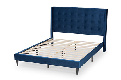 Baxton Studio - Gothard King Size Bed - DV20811-Navy Blue Velvet-King view 3