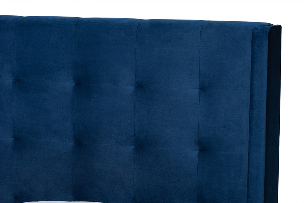 Baxton Studio - Gothard King Size Bed - DV20811-Navy Blue Velvet-King view 4