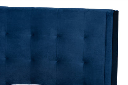 Baxton Studio - Gothard King Size Bed - DV20811-Navy Blue Velvet-King view 4
