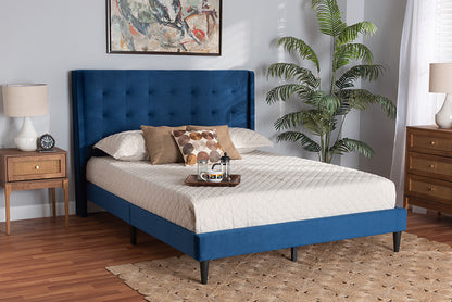 Baxton Studio - Gothard King Size Bed - DV20811-Navy Blue Velvet-King view 5