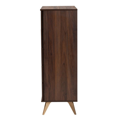 Baxton Studio - Graceland Chest in Walnut Brown/Gold - LV45COD4523WI-CLB-5DW-Chest view 4
