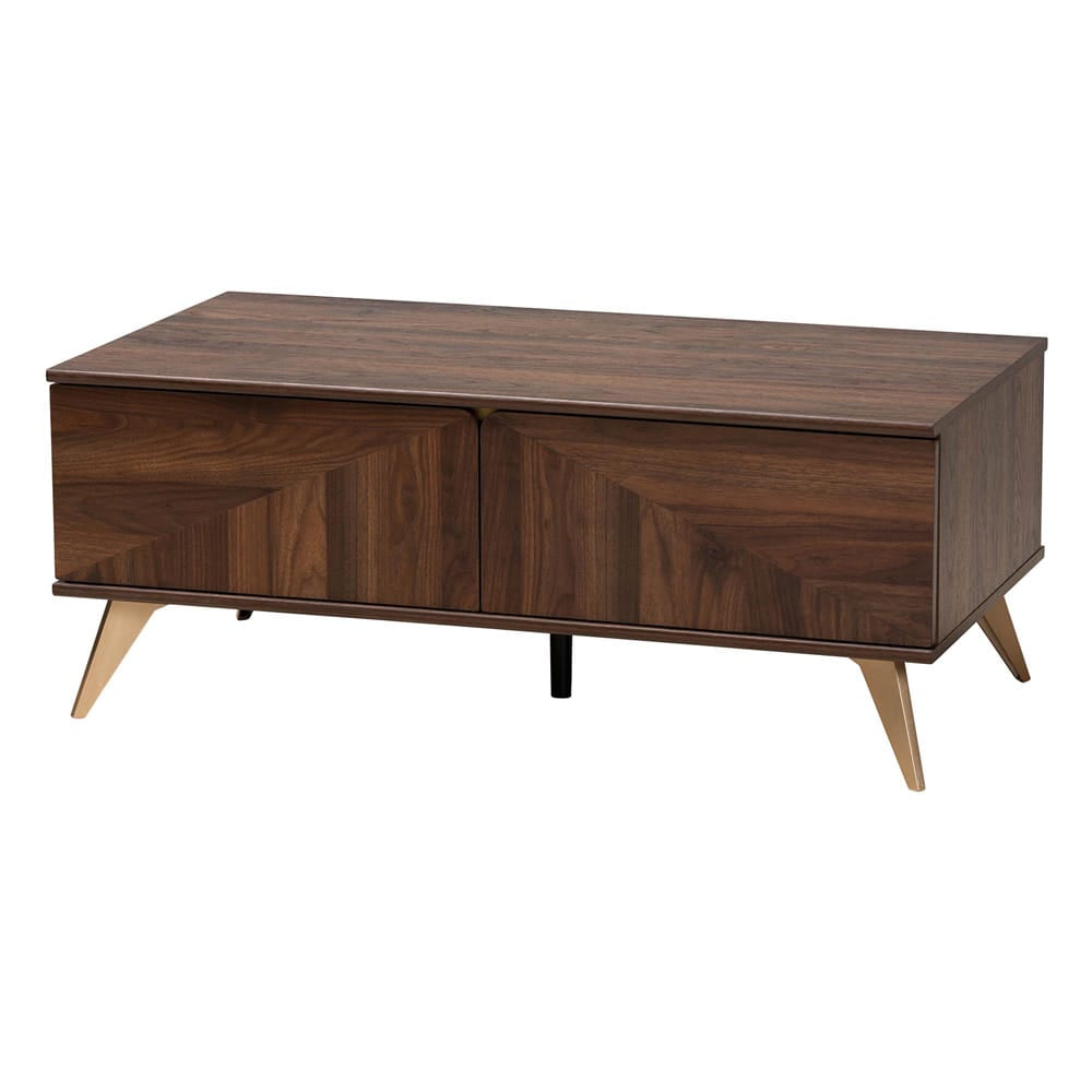 Baxton Studio - Graceland Coffee Table in Walnut Brown/Gold - LV45CFT4514WI-CLB-Coffee Table view 1