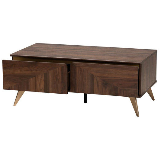 Baxton Studio - Graceland Coffee Table in Walnut Brown/Gold - LV45CFT4514WI-CLB-Coffee Table view 2