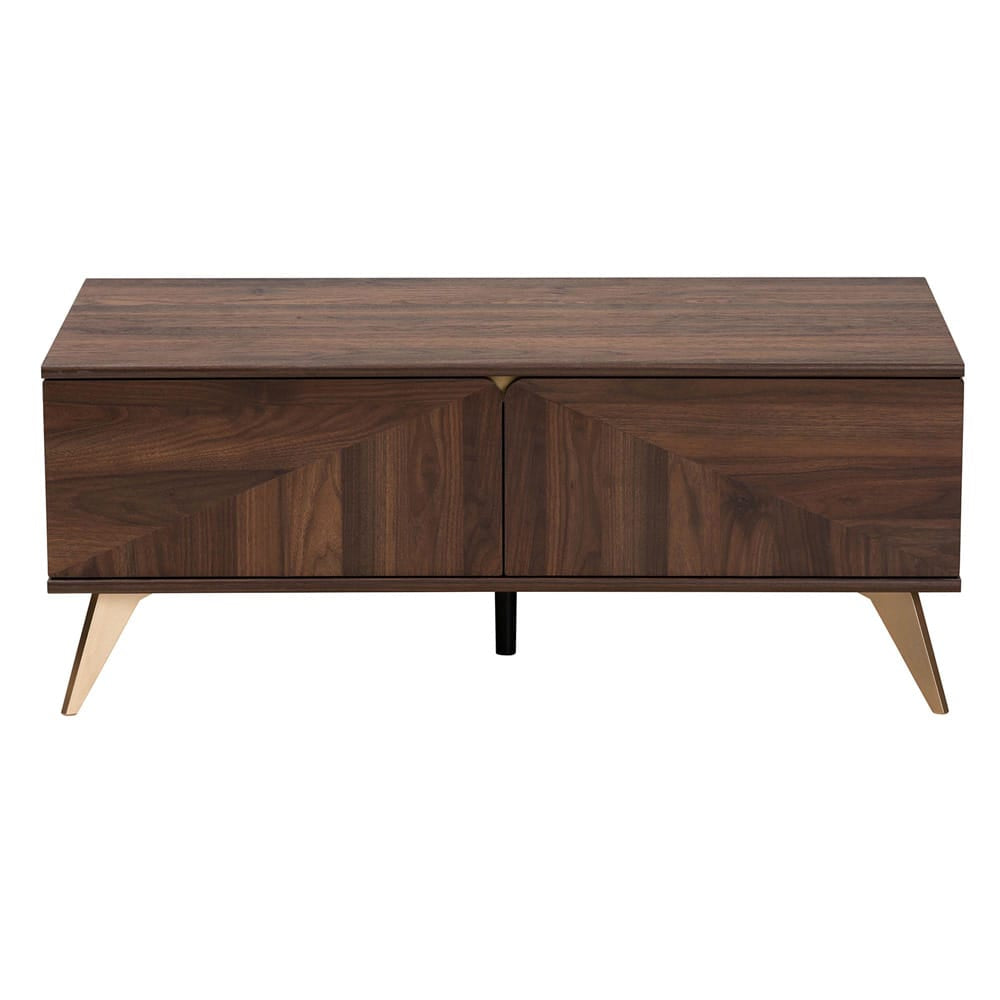 Baxton Studio - Graceland Coffee Table in Walnut Brown/Gold - LV45CFT4514WI-CLB-Coffee Table view 3