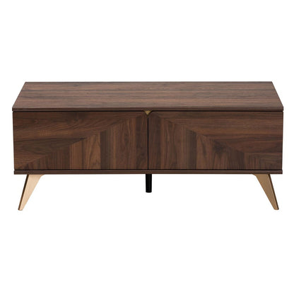 Baxton Studio - Graceland Coffee Table in Walnut Brown/Gold - LV45CFT4514WI-CLB-Coffee Table view 3