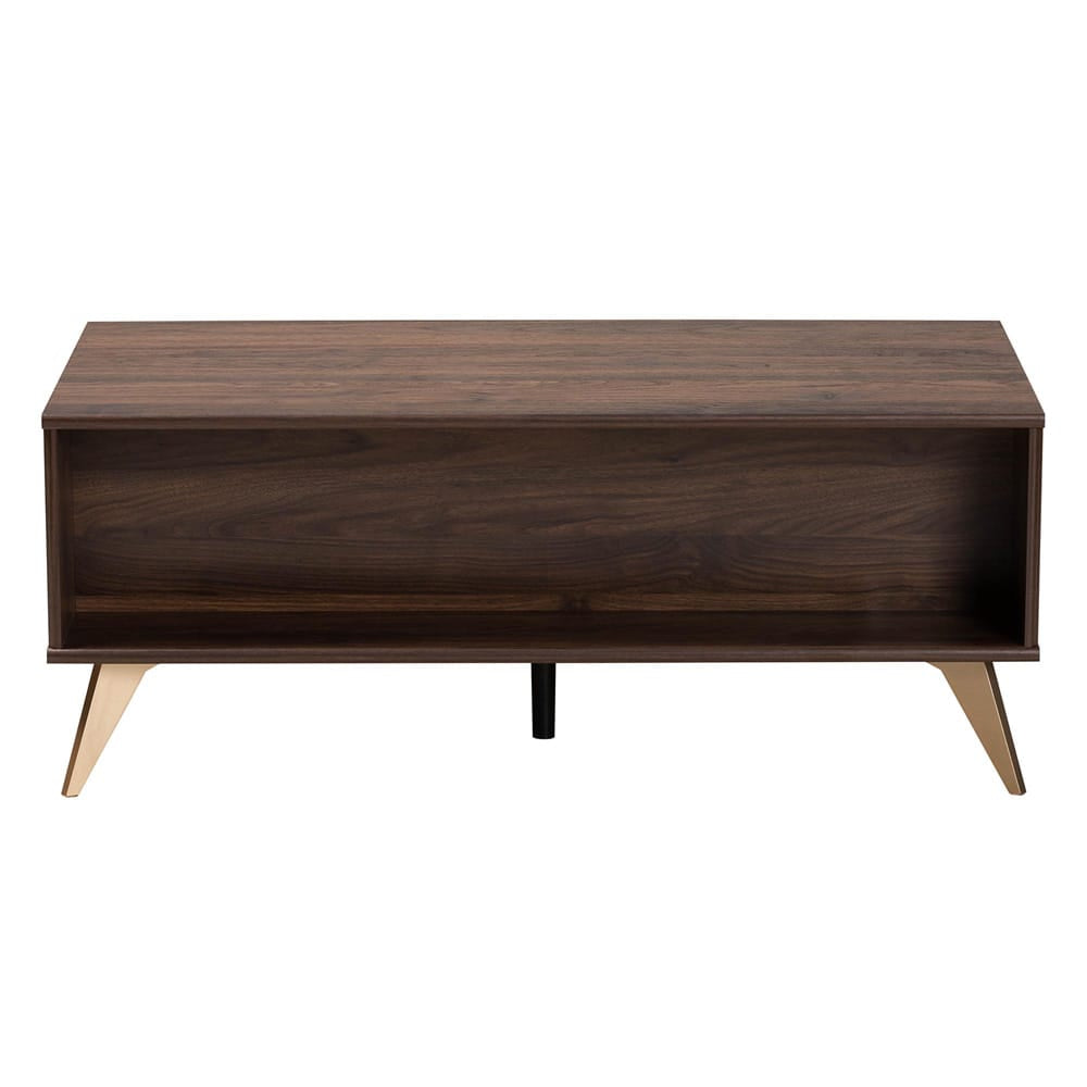 Baxton Studio - Graceland Coffee Table in Walnut Brown/Gold - LV45CFT4514WI-CLB-Coffee Table view 5