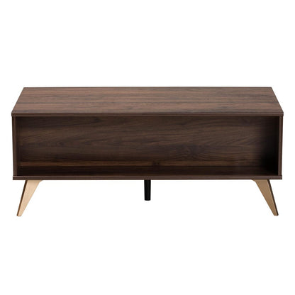 Baxton Studio - Graceland Coffee Table in Walnut Brown/Gold - LV45CFT4514WI-CLB-Coffee Table view 5