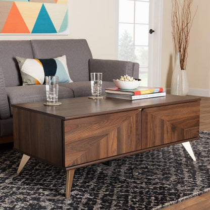 Baxton Studio - Graceland Coffee Table in Walnut Brown/Gold - LV45CFT4514WI-CLB-Coffee Table view 9