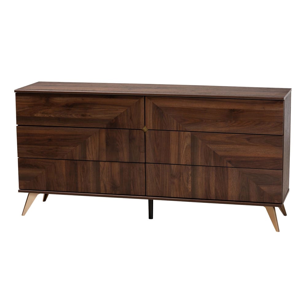 Baxton Studio - Graceland Dresser in Walnut Brown/Gold - LV45COD45231WI-CLB-6DW-Dresser view 1