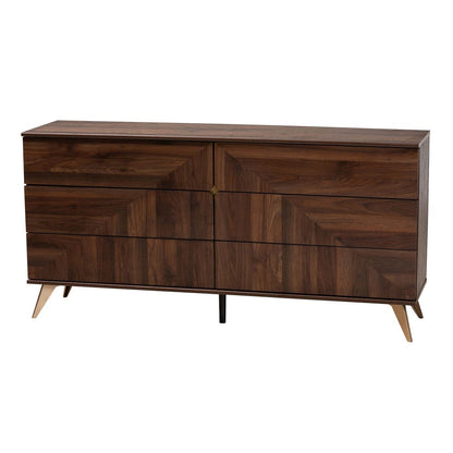 Baxton Studio - Graceland Dresser in Walnut Brown/Gold - LV45COD45231WI-CLB-6DW-Dresser view 1