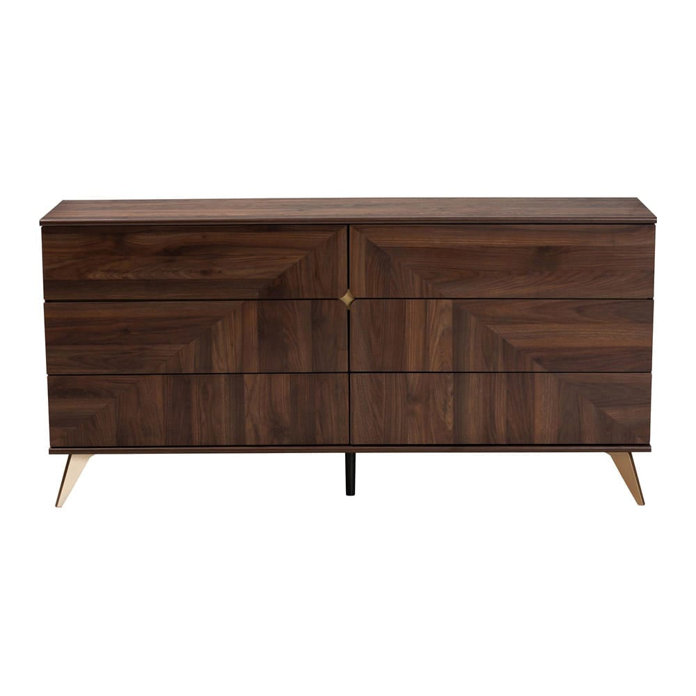 Baxton Studio - Graceland Dresser in Walnut Brown/Gold - LV45COD45231WI-CLB-6DW-Dresser view 3