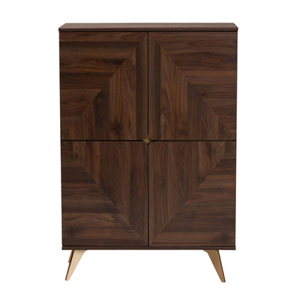 Baxton Studio - Graceland Shoe Cabinet in Walnut Brown/Gold - LV45SC4515WI-CLB-Shoe Cabinet view 3