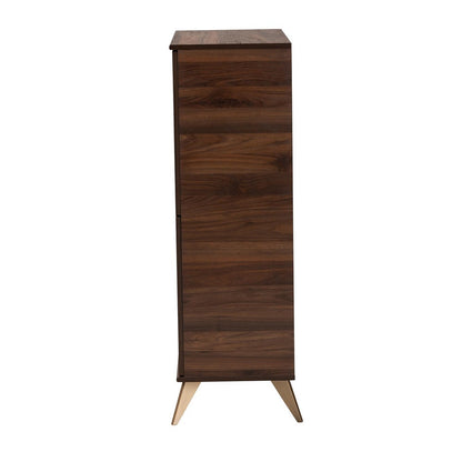 Baxton Studio - Graceland Shoe Cabinet in Walnut Brown/Gold - LV45SC4515WI-CLB-Shoe Cabinet view 4