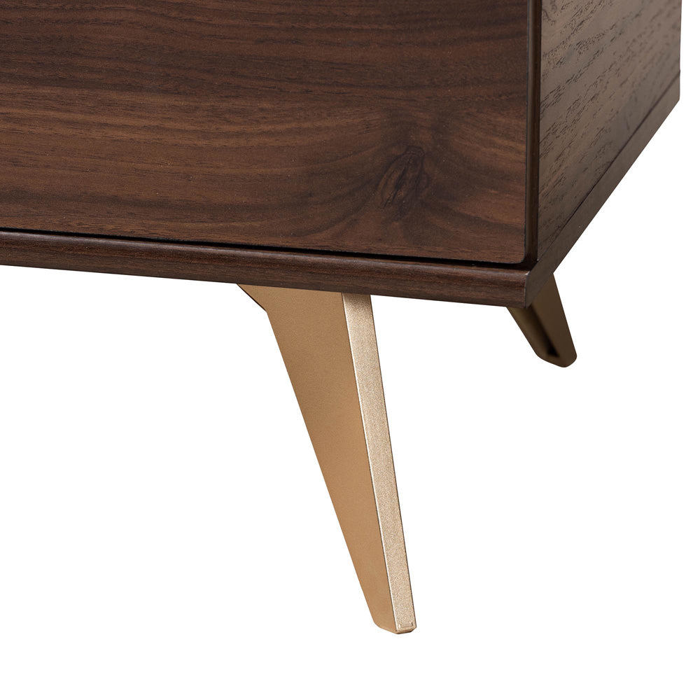 Baxton Studio - Graceland Shoe Cabinet in Walnut Brown/Gold - LV45SC4515WI-CLB-Shoe Cabinet view 6