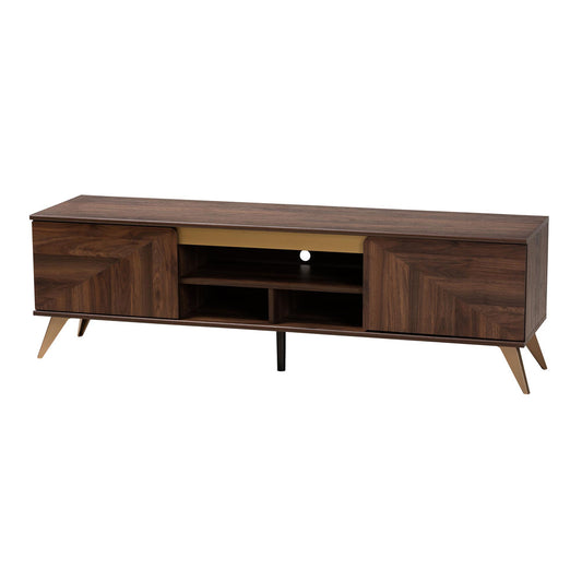 Baxton Studio - Graceland TV Stand in Walnut Brown/Gold - LV45TV4512WI-CLB-TV Stand view 1