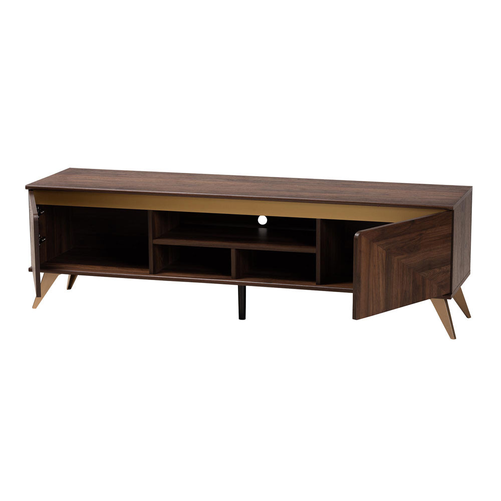 Baxton Studio - Graceland TV Stand in Walnut Brown/Gold - LV45TV4512WI-CLB-TV Stand view 2