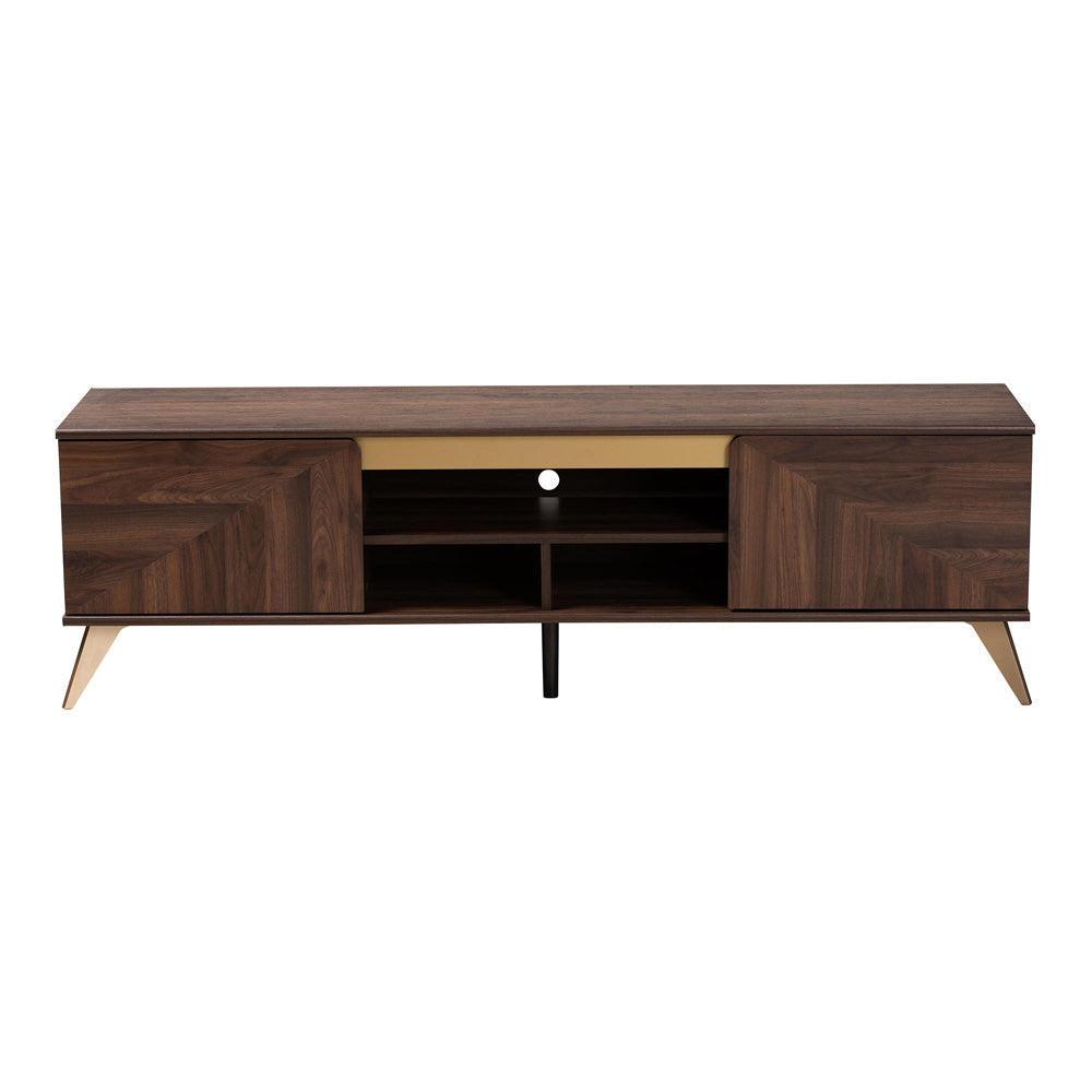 Baxton Studio - Graceland TV Stand in Walnut Brown/Gold - LV45TV4512WI-CLB-TV Stand view 3