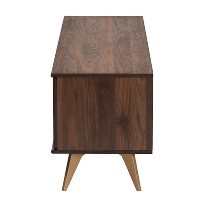 Baxton Studio - Graceland TV Stand in Walnut Brown/Gold - LV45TV4512WI-CLB-TV Stand view 4
