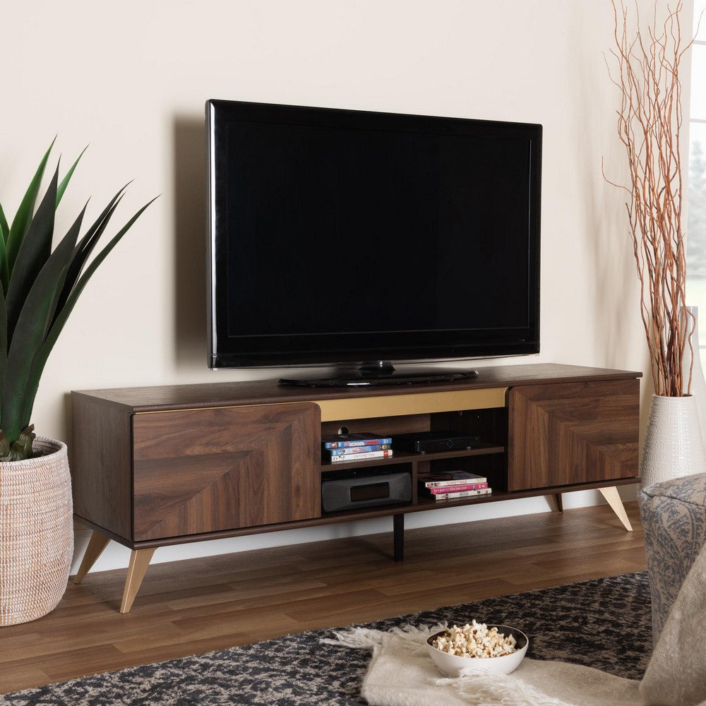 Baxton Studio - Graceland TV Stand in Walnut Brown/Gold - LV45TV4512WI-CLB-TV Stand view 8
