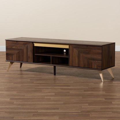Baxton Studio - Graceland TV Stand in Walnut Brown/Gold - LV45TV4512WI-CLB-TV Stand view 9
