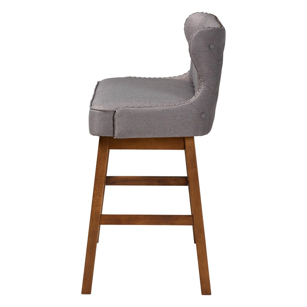 Baxton Studio - Gradisca Bar Bench in Grey - BBT5218-Grey Bench view 3