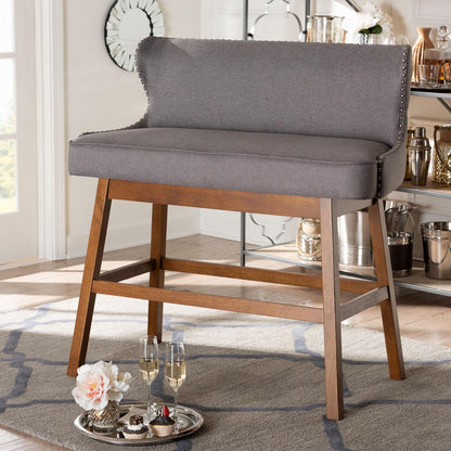 Baxton Studio - Gradisca Bar Bench in Grey - BBT5218-Grey Bench view 8