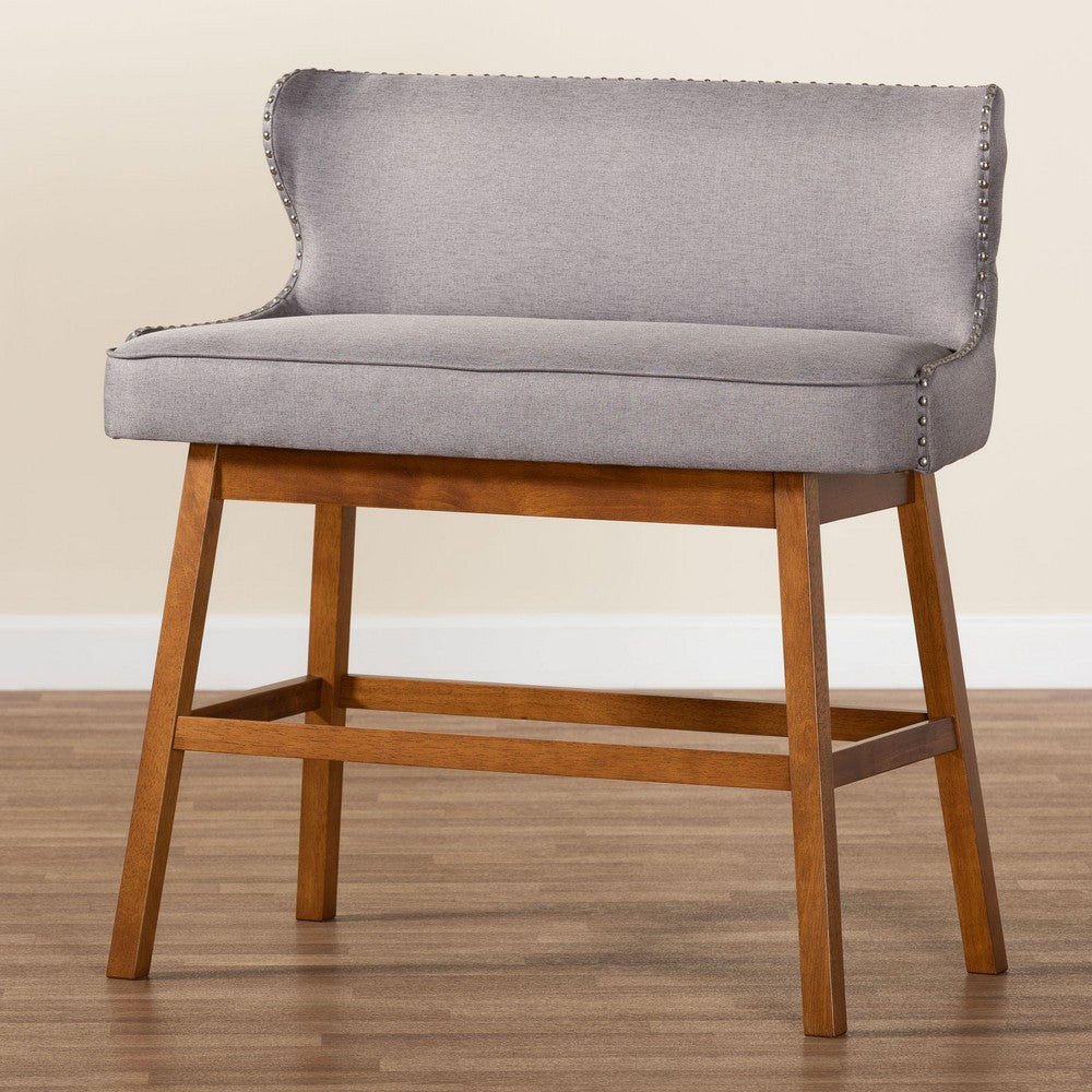 Baxton Studio - Gradisca Bar Bench in Grey - BBT5218-Grey Bench view 9