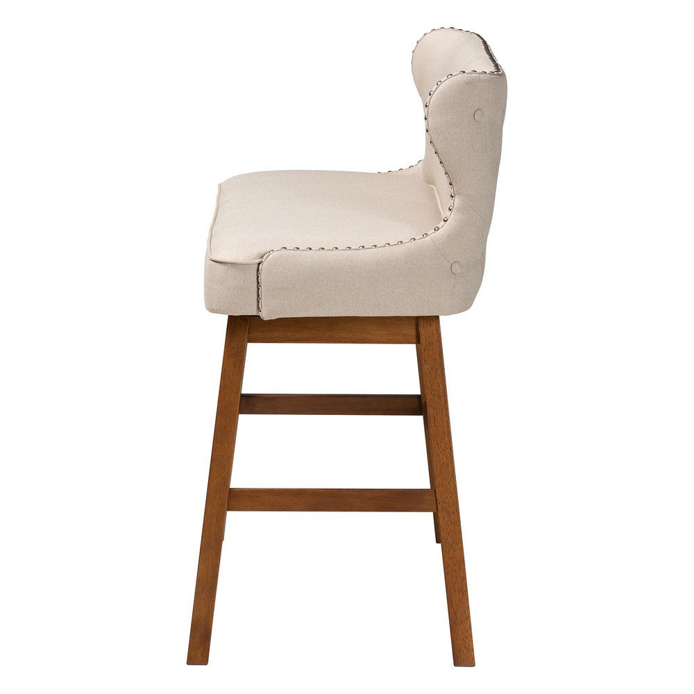 Baxton Studio - Gradisca Bar Bench in Light Beige - BBT5218-Beige Bench view 3