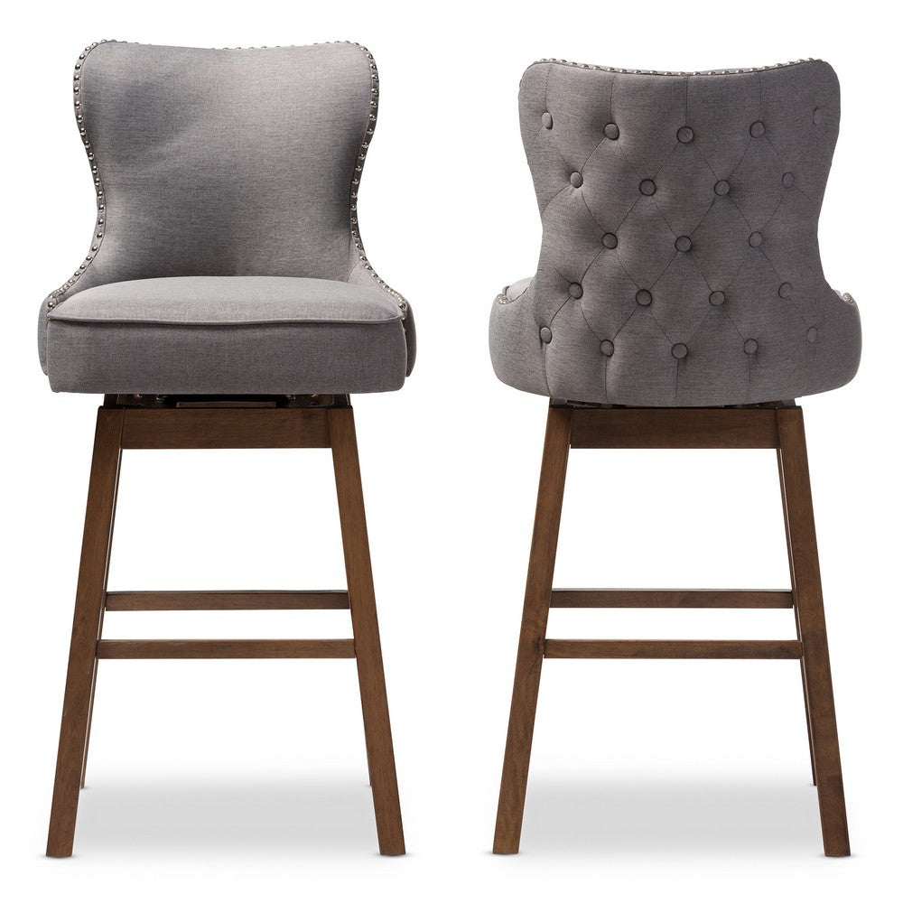 Baxton Studio - Gradisca Set of 2 Bar Stools in Grey/Walnut Brown - BBT5246B-BS-Grey-XD45 view 07