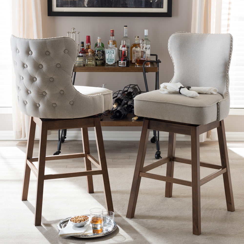 Baxton Studio - Gradisca Set of 2 Bar Stools in Light Beige/Walnut Brown - BBT5246B-BS-Light Beige-6086-1 view 5