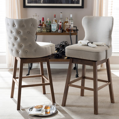 Baxton Studio - Gradisca Set of 2 Bar Stools in Light Beige/Walnut Brown - BBT5246B-BS-Light Beige-6086-1 view 5