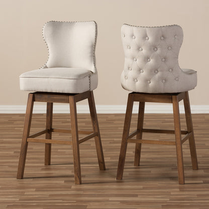 Baxton Studio - Gradisca Set of 2 Bar Stools in Light Beige/Walnut Brown - BBT5246B-BS-Light Beige-6086-1 view 6