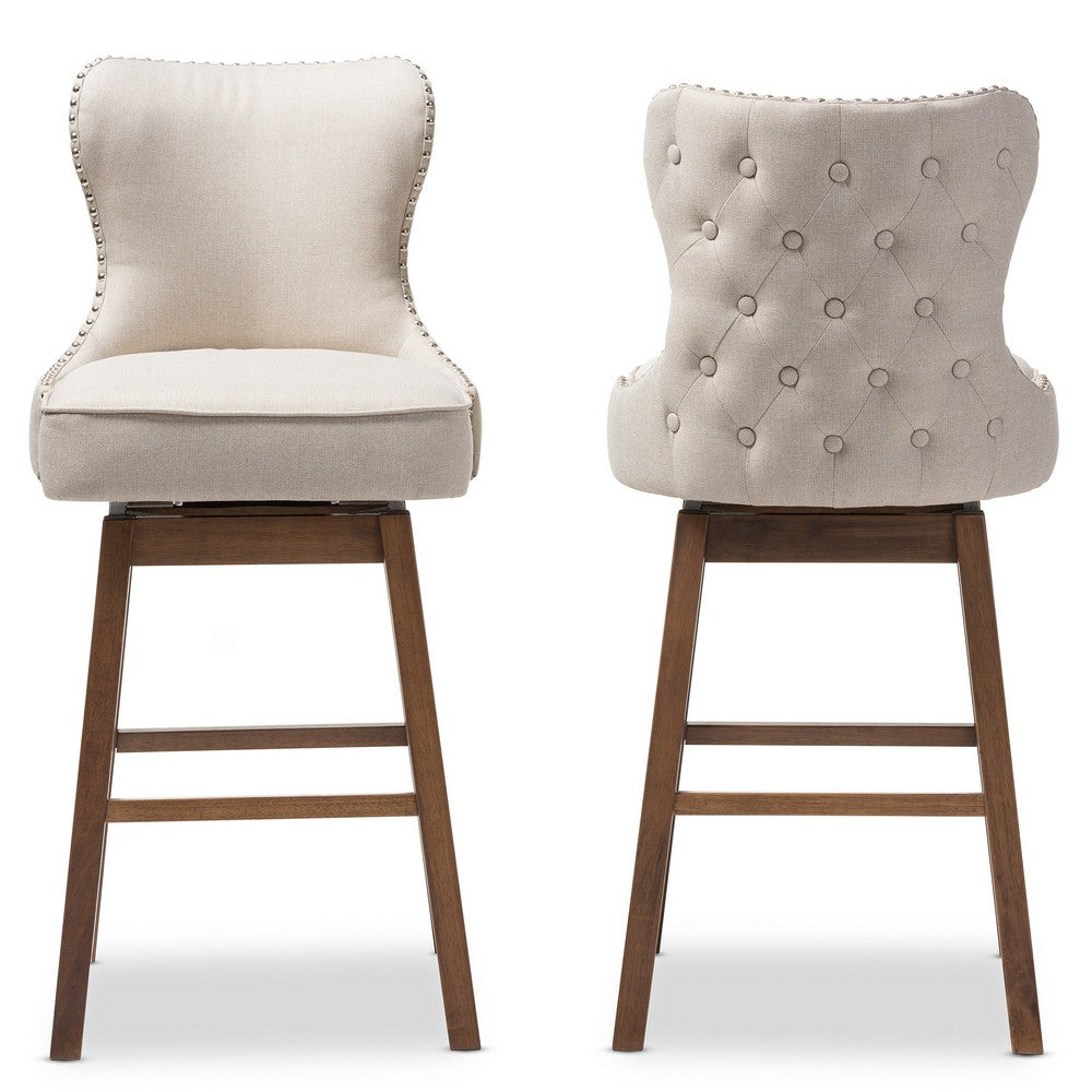 Baxton Studio - Gradisca Set of 2 Bar Stools in Light Beige/Walnut Brown - BBT5246B-BS-Light Beige-6086-1 view 7