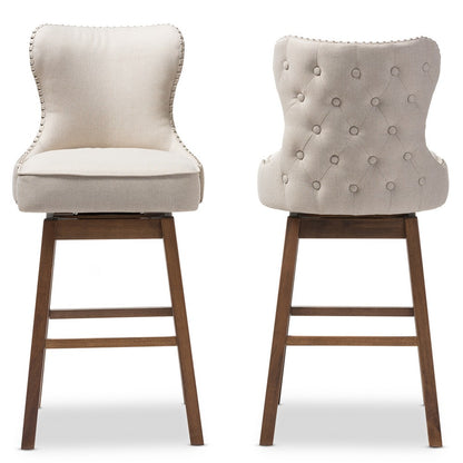Baxton Studio - Gradisca Set of 2 Bar Stools in Light Beige/Walnut Brown - BBT5246B-BS-Light Beige-6086-1 view 7