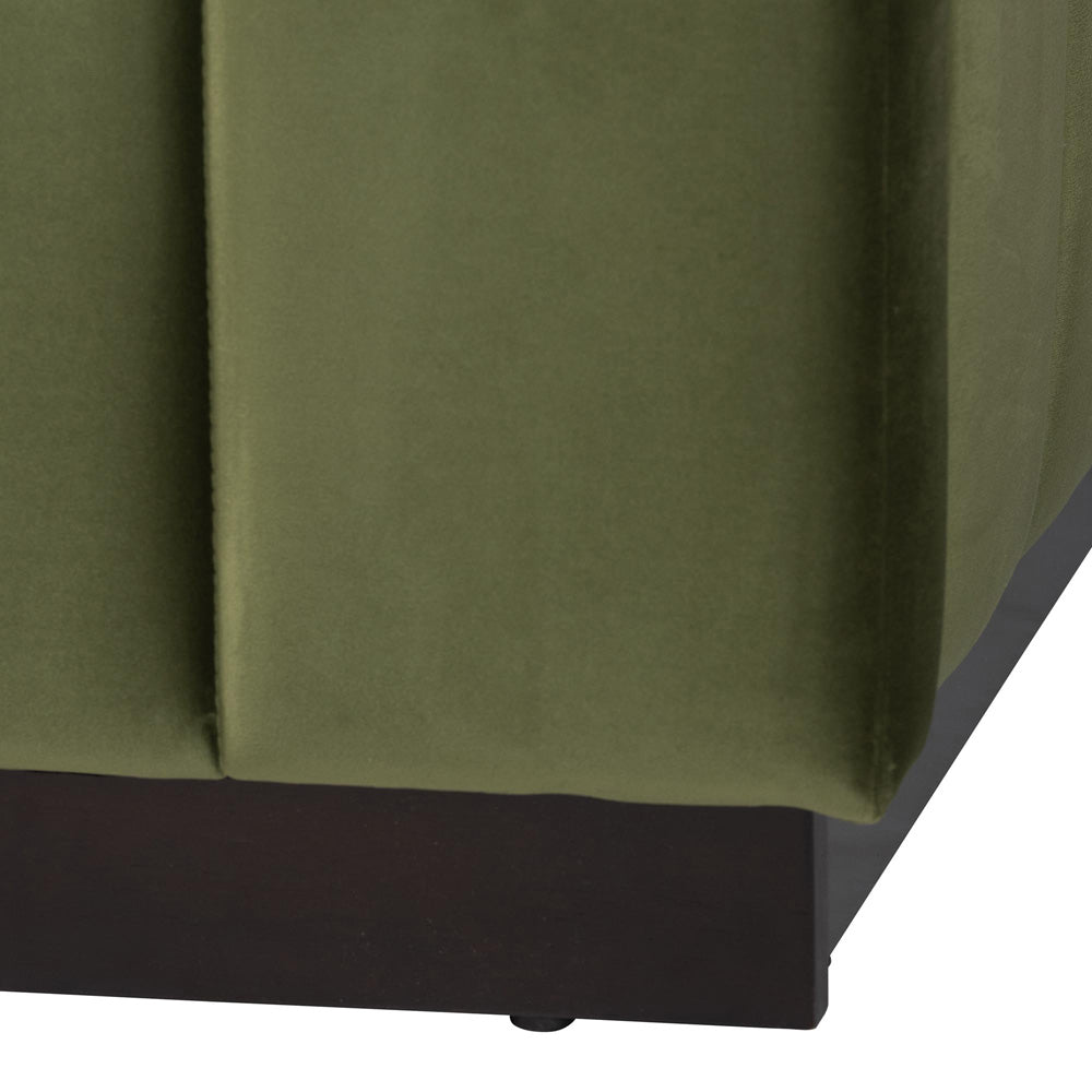 Baxton Studio - Granger Queen Size Bed in Moss Green/Wenge - BBT61347-Moss Green Velvet/Wenge-Queen view 5