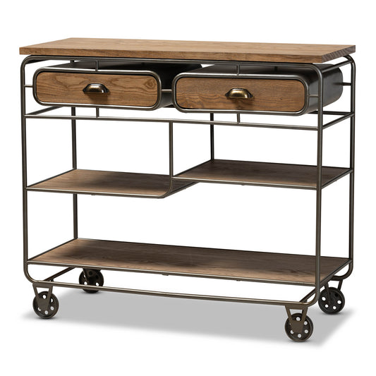 Baxton Studio - Grant Cart in Oak Brown/Black - JY20A069-Oak-Cart view 1