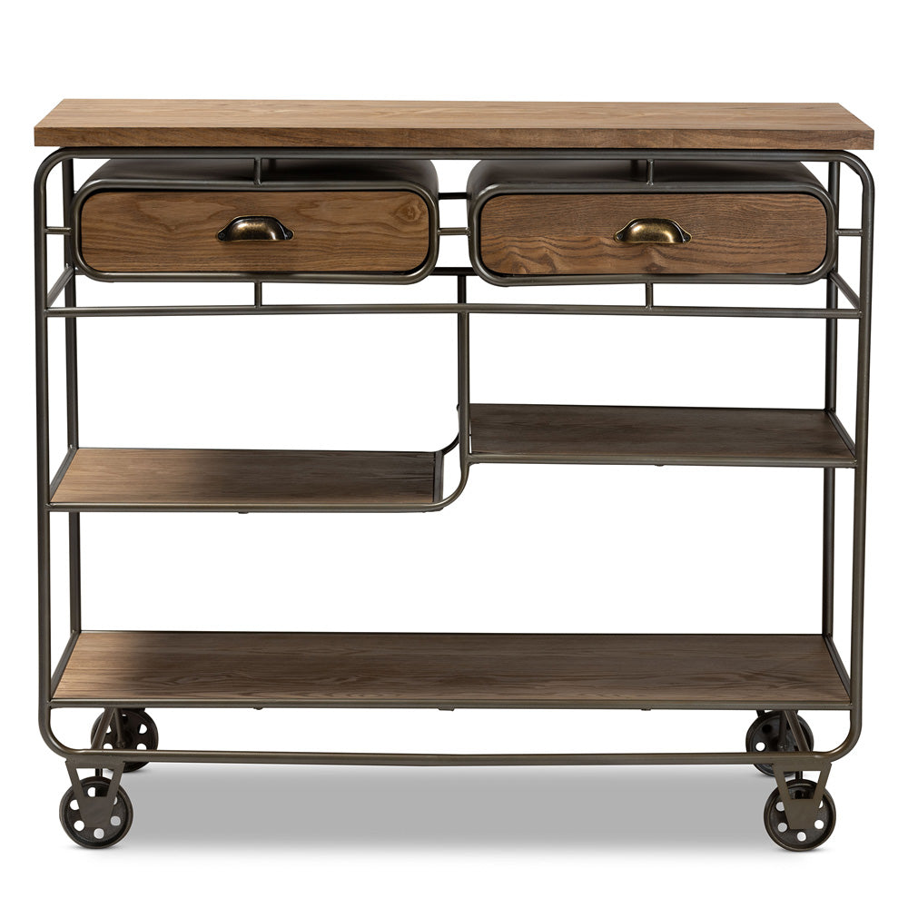 Baxton Studio - Grant Cart in Oak Brown/Black - JY20A069-Oak-Cart view 3